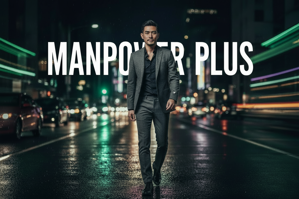Urban lifestyle banner with larger MANPOWER PLUS text